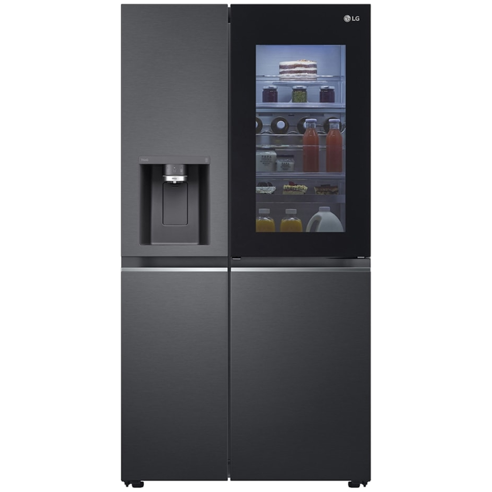 Side by Side LG GSXV91MCAE, No Frost, InstaView, 635 l, H 179 cm, Clasa E, Dozator apa, negru
