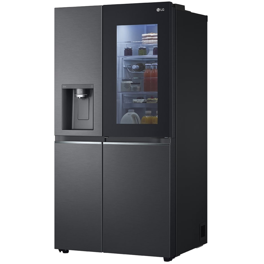 Side by Side LG GSXV91MCAE, No Frost, InstaView, 635 l, H 179 cm, Clasa E, Dozator apa, negru