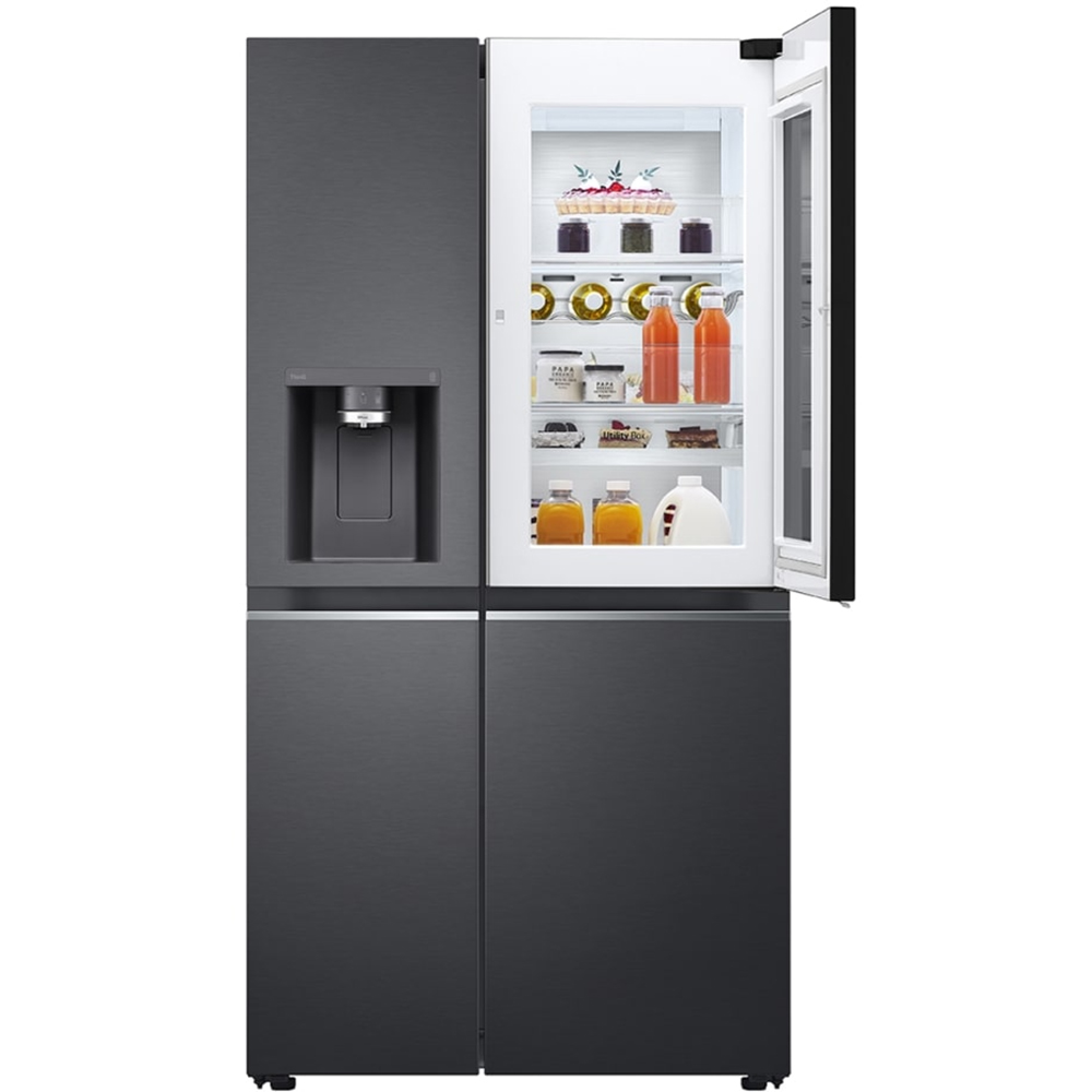 Side by Side LG GSXV91MCAE, No Frost, InstaView, 635 l, H 179 cm, Clasa E, Dozator apa, negru