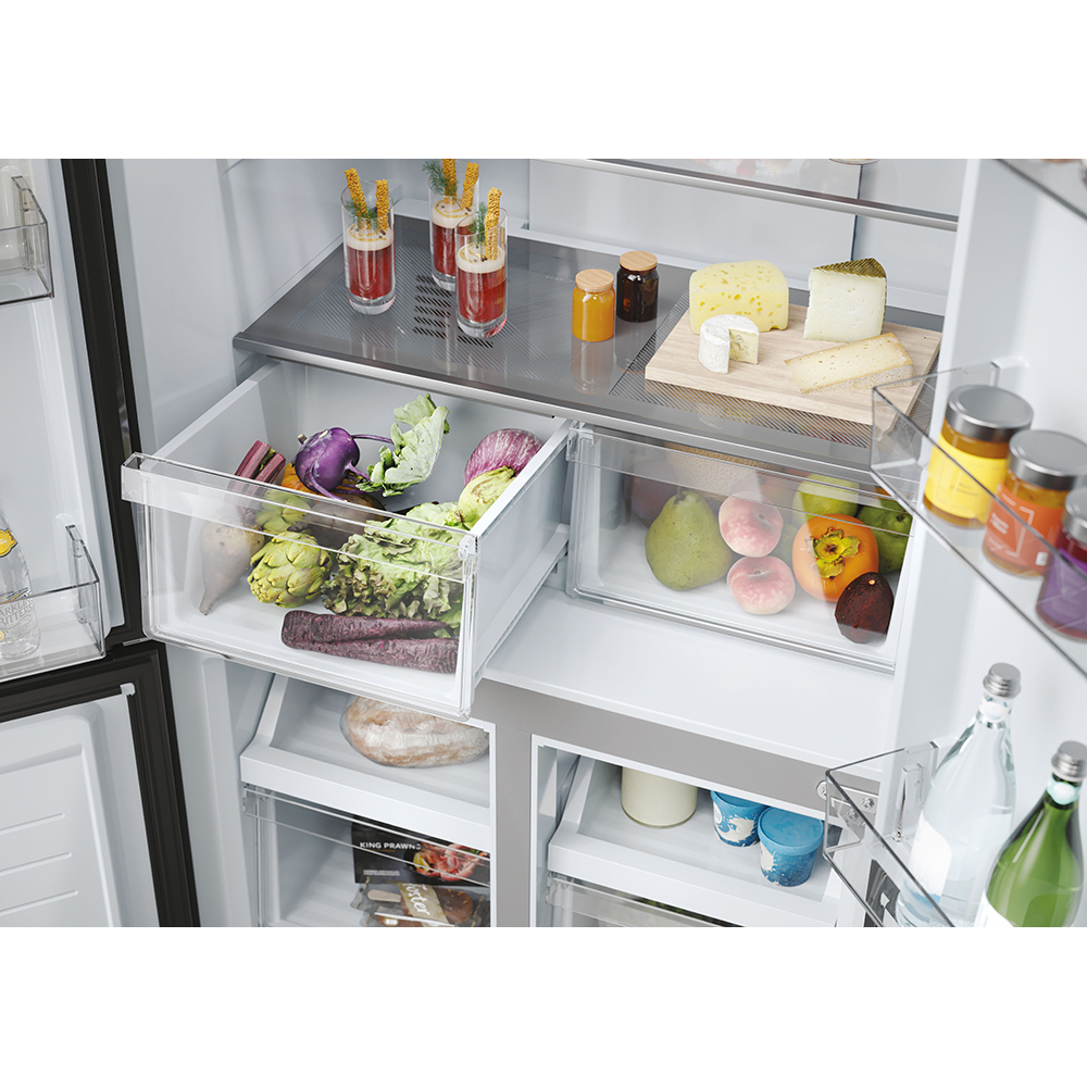 Side By Side HAIER HCR3818ENMM, No Frost, 467 l, H 182 cm, Clasa E, inox