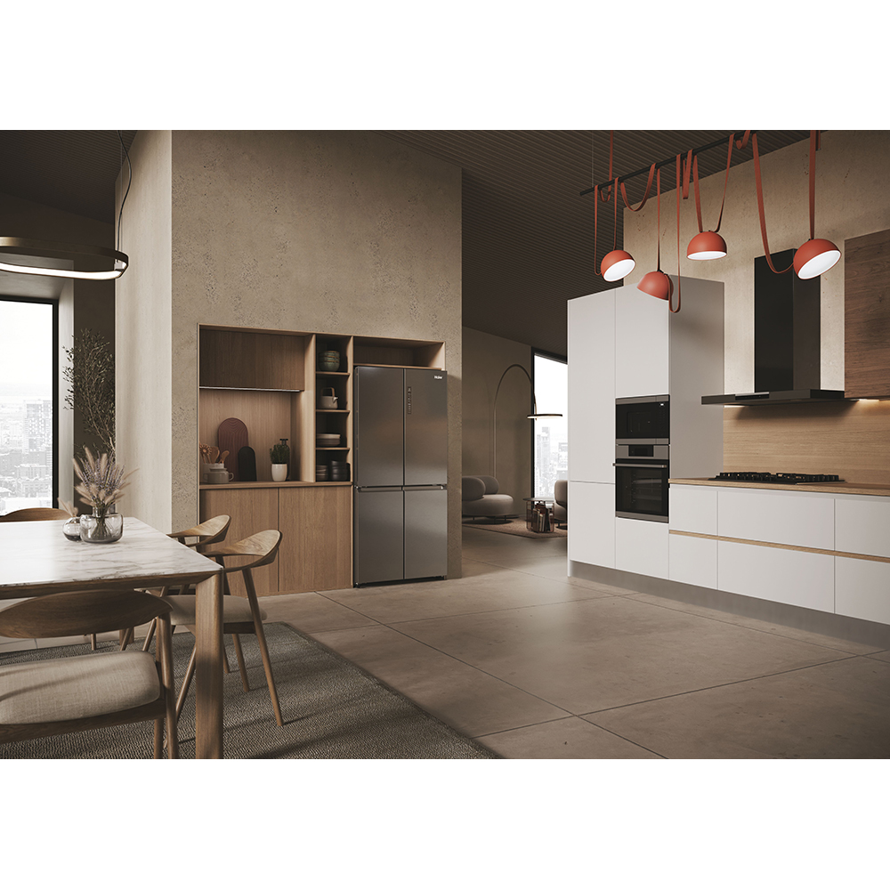 Side By Side HAIER HCR3818ENMM, No Frost, 467 l, H 182 cm, Clasa E, inox