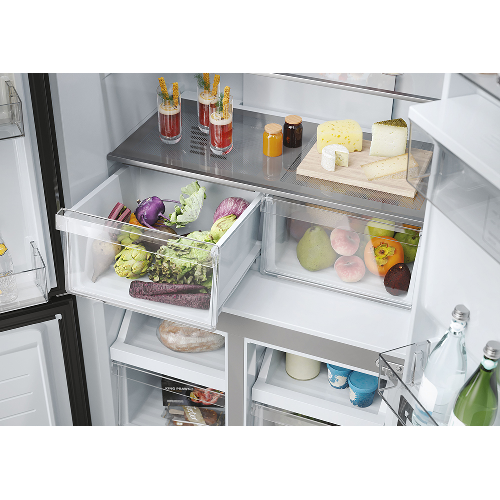 Side by Side HAIER HCR3818ENPT, No Frost, 467 l, H 182 cm, Clasa E, negru