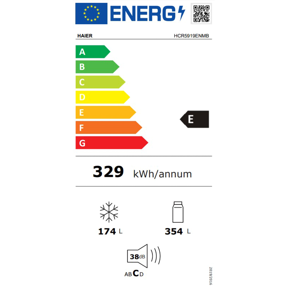Side by Side HAIER HCR5919ENMB, No Frost, 528 l, H 190 cm, Clasa E, negru