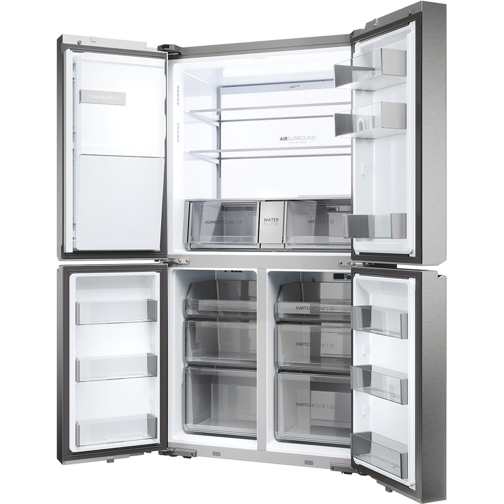 Side by Side HAIER HCR7918EIMP, Total No Frost, 601 l, H 177.5 cm, Clasa E, Dozator apa, inox
