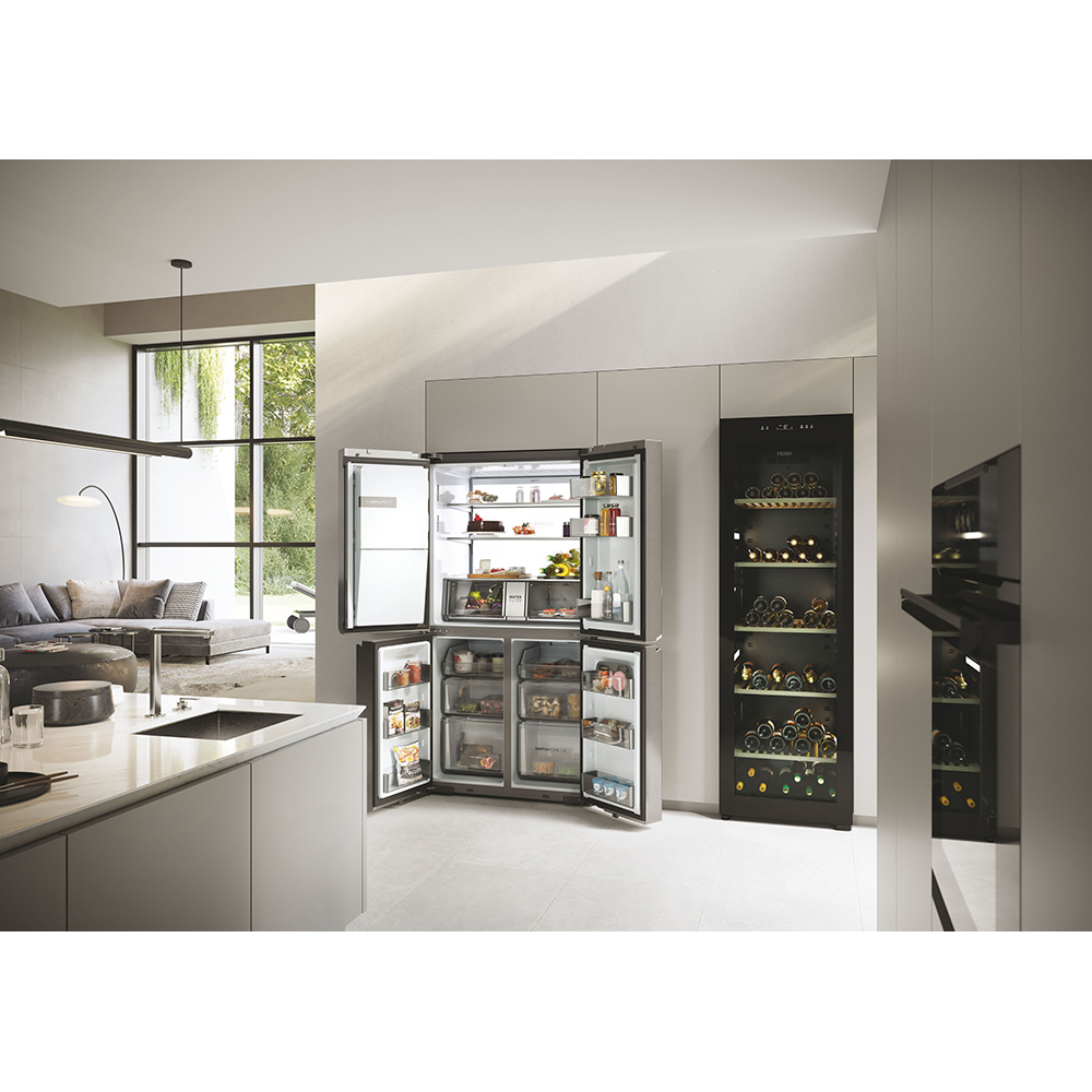Side by Side HAIER HCR7918EIMP, Total No Frost, 601 l, H 177.5 cm, Clasa E, Dozator apa, inox