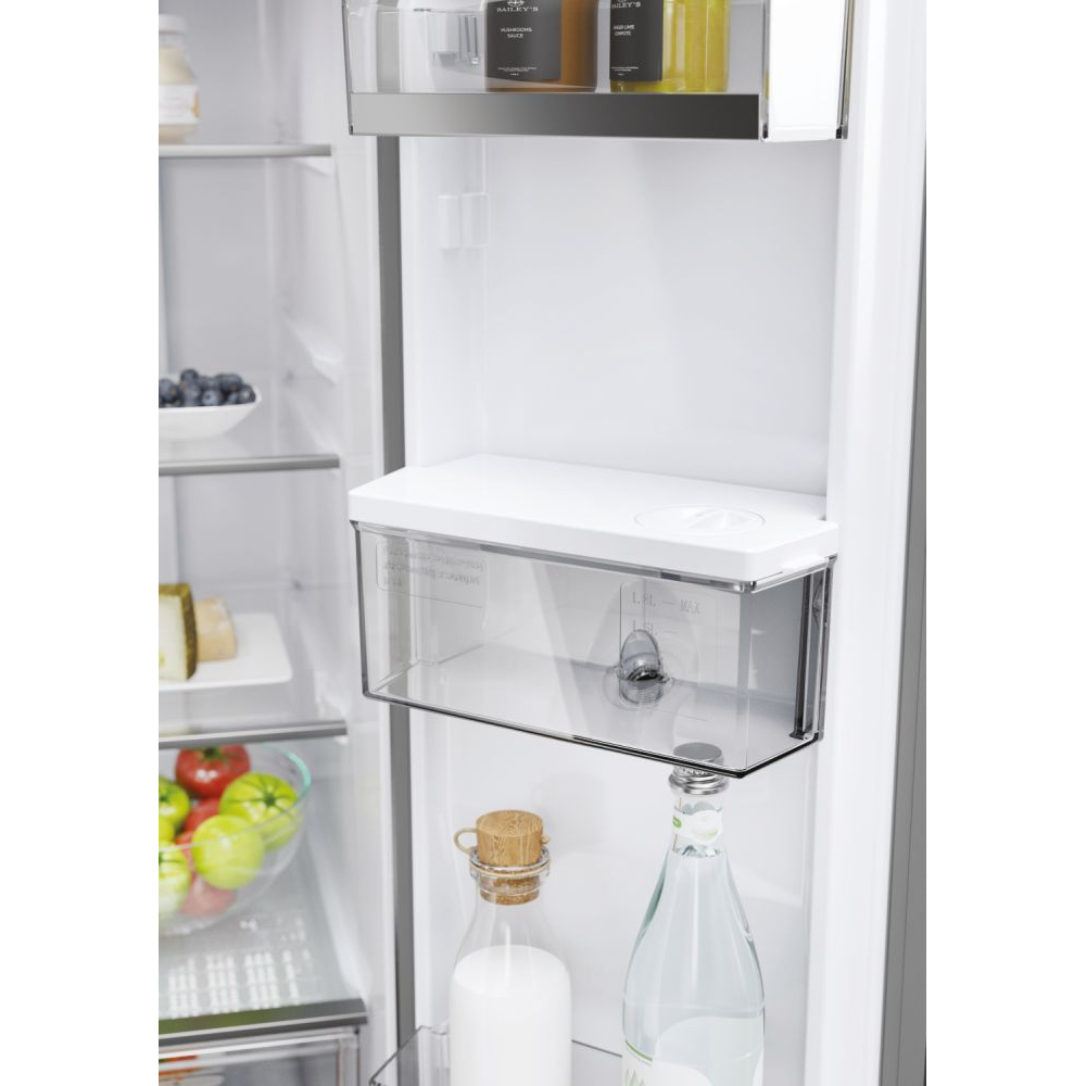 Side by Side HAIER HFR5719EWMG, No Frost, 444 l, H 190 cm, Clasa E, Dozator apa, argintiu