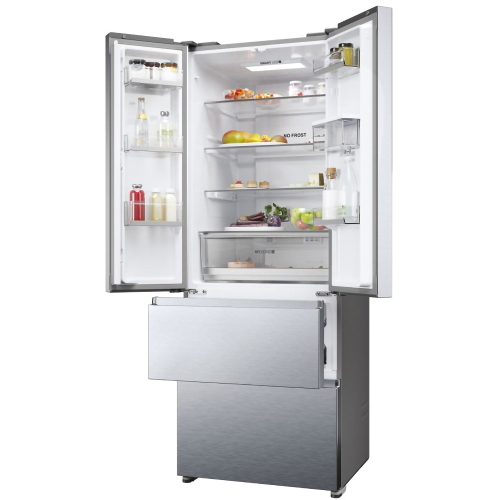 Side by Side HAIER HFR5719EWMG, No Frost, 444 l, H 190 cm, Clasa E, Dozator apa, argintiu