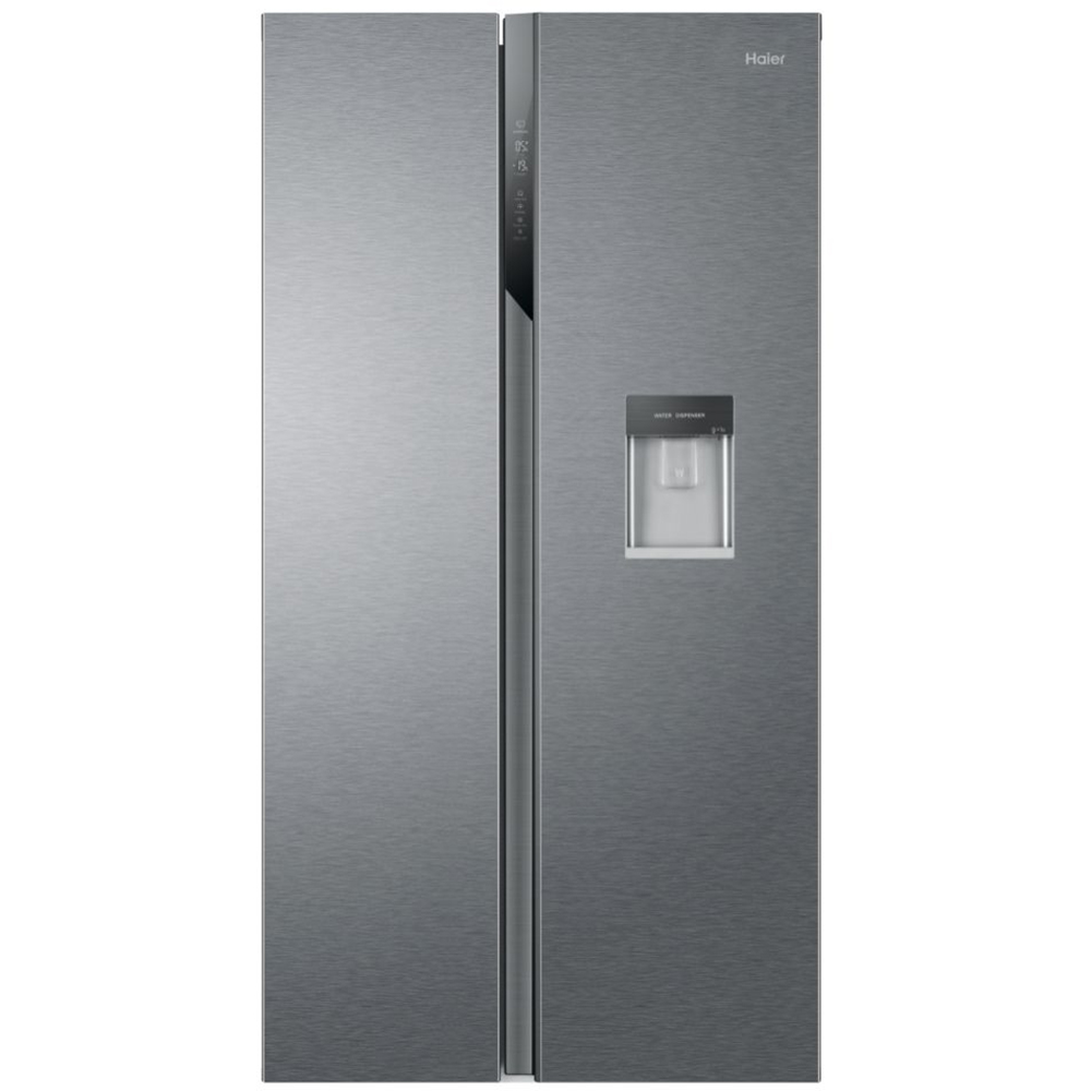 Side by Side HAIER HSR3918EWPG, Total No Frost, 521 l, H 177 cm, Clasa E, Dozator apa, inox
