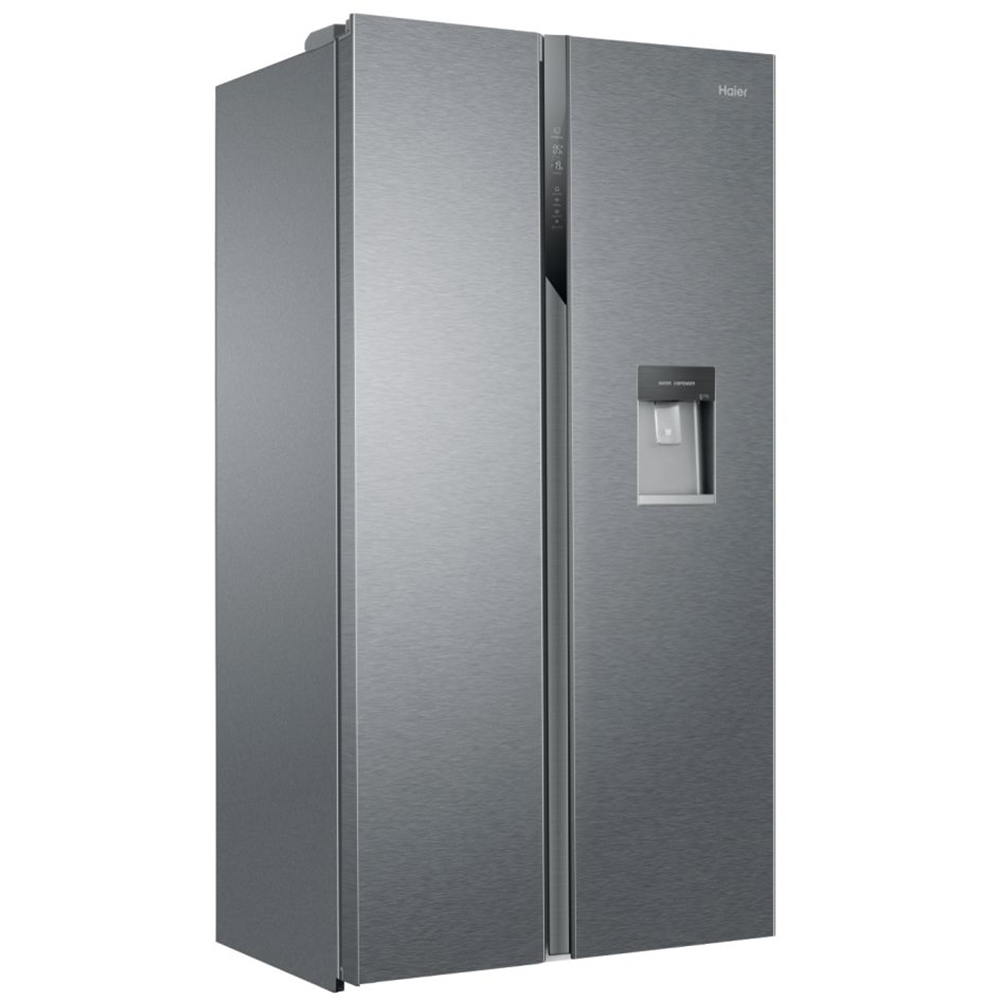 Side by Side HAIER HSR3918EWPG, Total No Frost, 521 l, H 177 cm, Clasa E, Dozator apa, inox