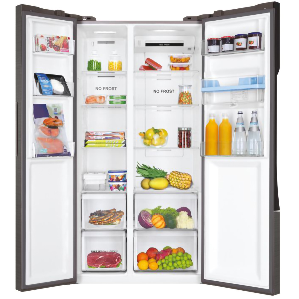 Side by Side HAIER HSR3918EWPG, Total No Frost, 521 l, H 177 cm, Clasa E, Dozator apa, inox