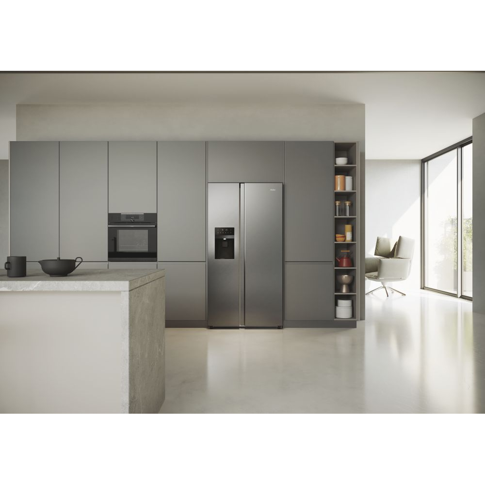 Side By Side HAIER HSR5918DIMP, No Frost, 511 l, H 177 cm, Clasa D, Dozator apa, inox