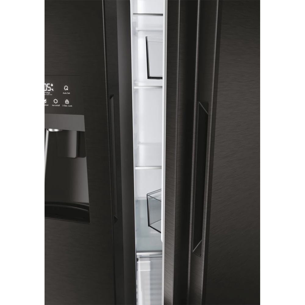 Side by Side HAIER HSR5918DIPB, No Frost, 511 l, H 177 cm, Clasa D, Dozator apa, negru