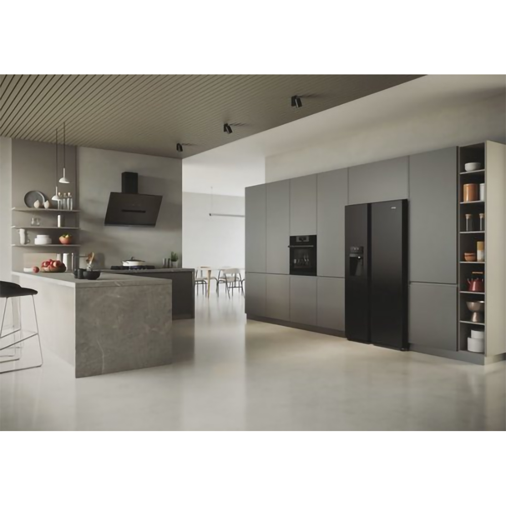 Side by Side HAIER HSR5918DIPB, No Frost, 511 l, H 177 cm, Clasa D, Dozator apa, negru