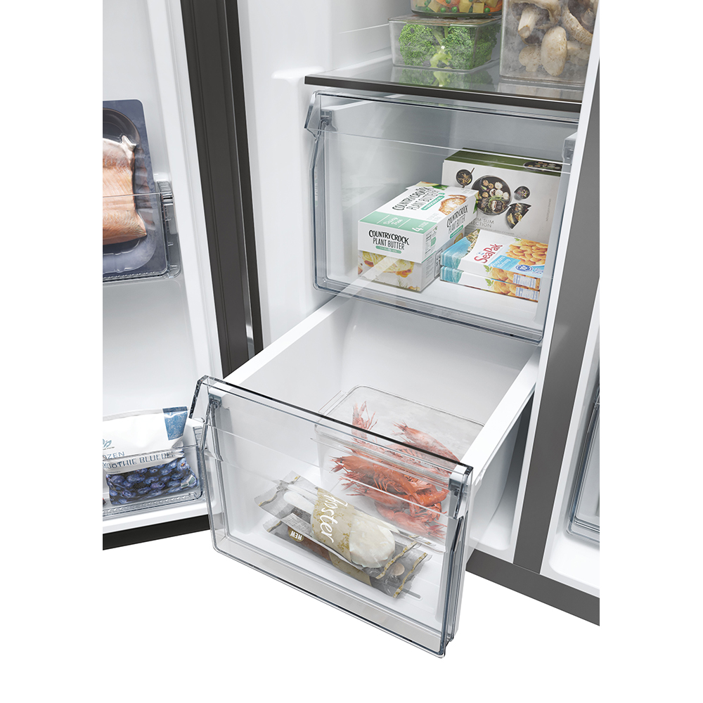 Side by Side HAIER HSW59F18EIMM, Total No Frost, 601 l, 178 cm, Clasa E, Dozator apa, Wi-Fi, inox