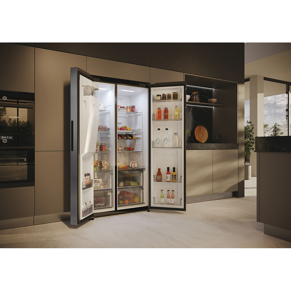 Side by Side HAIER HSW59F18EIMM, Total No Frost, 601 l, 178 cm, Clasa E, Dozator apa, Wi-Fi, inox