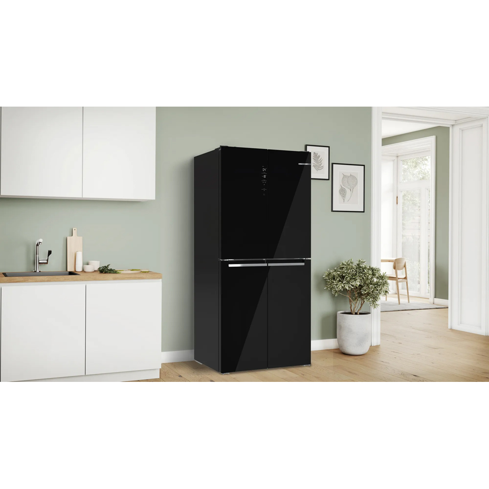 Side by Side BOSCH KMC85LBEA, No Frost, 547 l, H 189.5 cm, Clasa E, sticla neagra