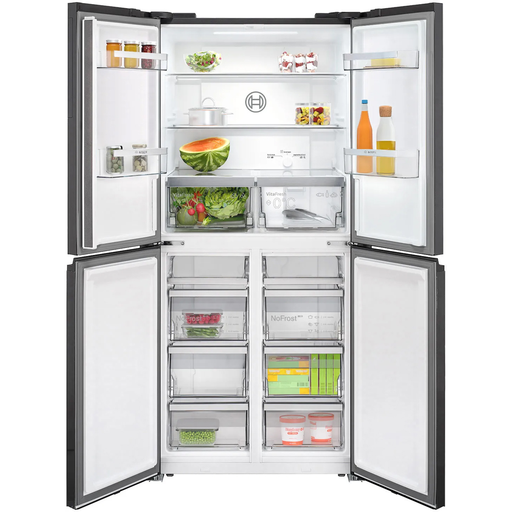 Side by Side BOSCH KMC85LBEA, No Frost, 547 l, H 189.5 cm, Clasa E, sticla neagra