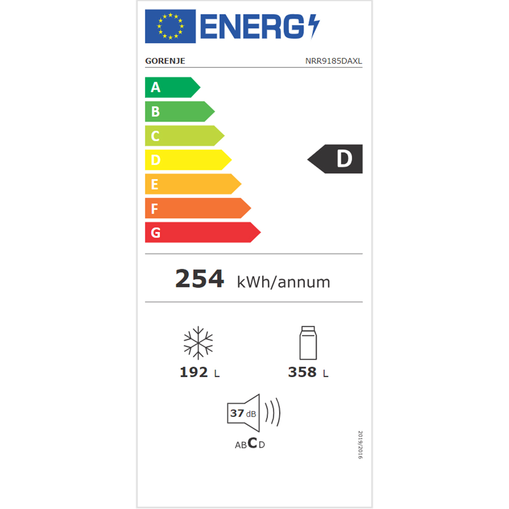 Side by Side GORENJE NRR9185DAXL, No Frost Plus, 550 l, H 178.6 cm, Clasa D, inox
