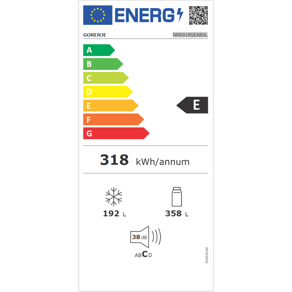 Side by Side GORENJE NRR9185EABXL, No Frost Plus, 550 l, H 178.6 cm, Clasa E, dark inox