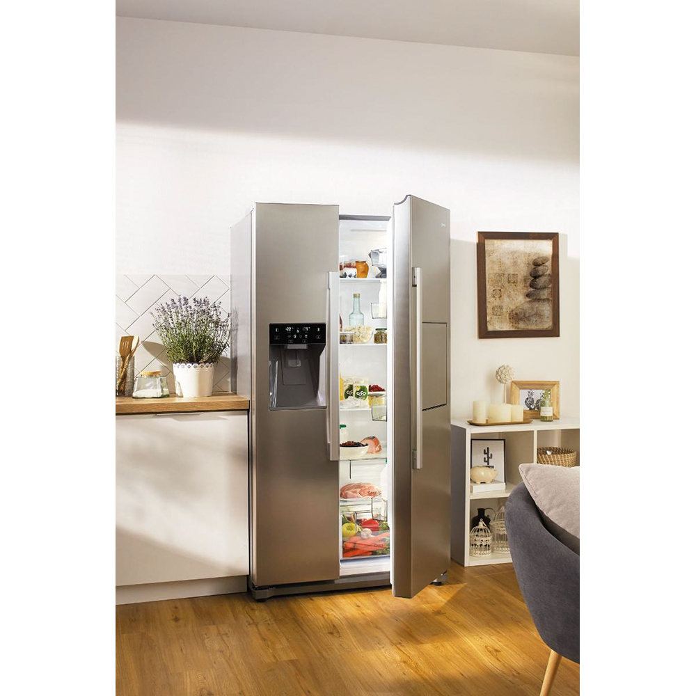 Side by Side GORENJE NRS9182VXB1, NoFrost Plus, 560 l, H 179 cm, Clasa E, Dozator apa, gri