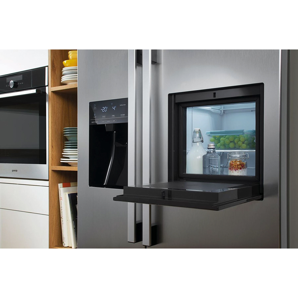 Side by Side GORENJE NRS9182VXB1, NoFrost Plus, 560 l, H 179 cm, Clasa E, Dozator apa, gri