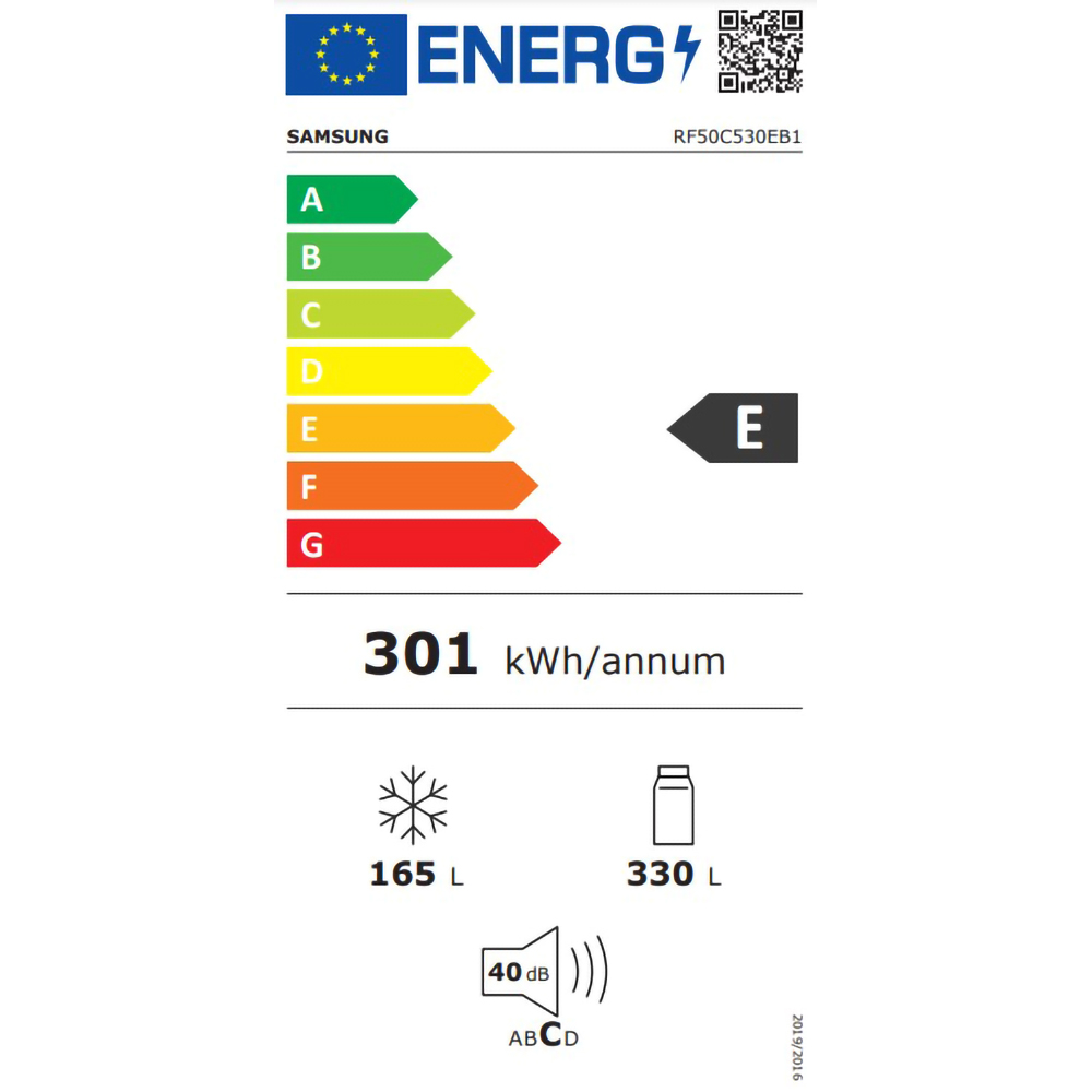 Side by Side SAMSUNG RF50C530EB1/EO, No Frost, 495 l, H 177 cm, Clasa E, Dozator apa, negru