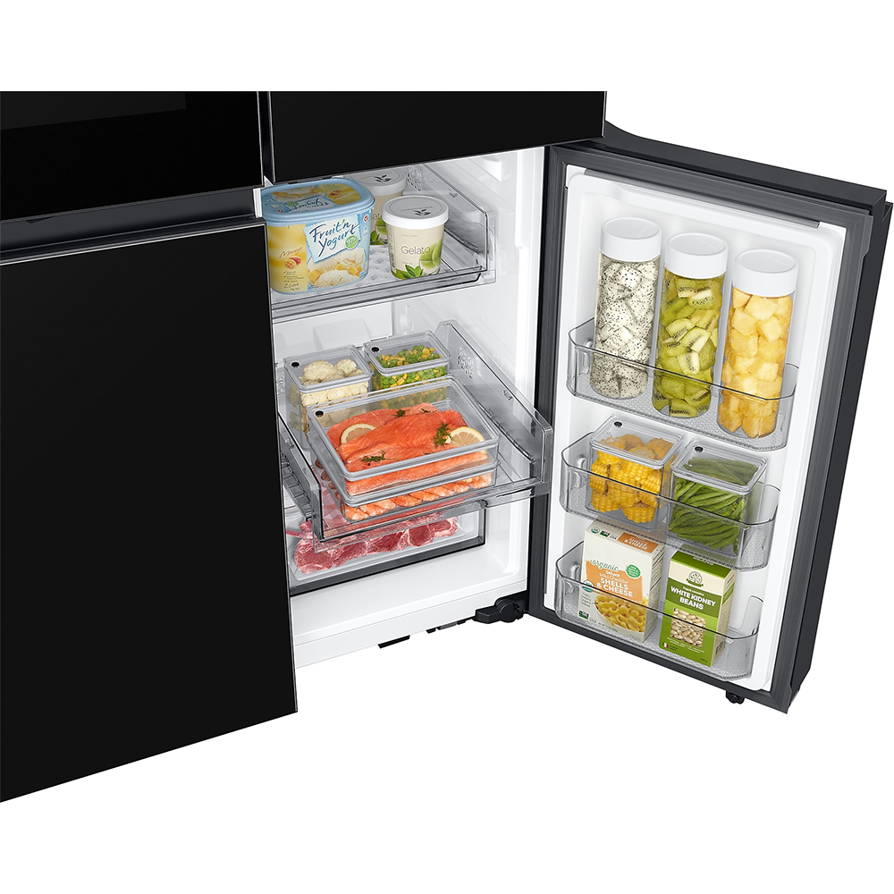 Side by Side SAMSUNG RF65DB970E22EO, No Frost, Beverage Center, 645 l, H 185 cm, Clasa E, Dozator apa, Wi-Fi, sticla neagra