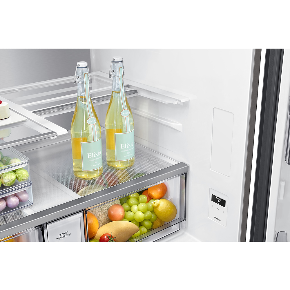 Side by Side SAMSUNG RF65DB970E22EO, No Frost, Beverage Center, 645 l, H 185 cm, Clasa E, Dozator apa, Wi-Fi, sticla neagra