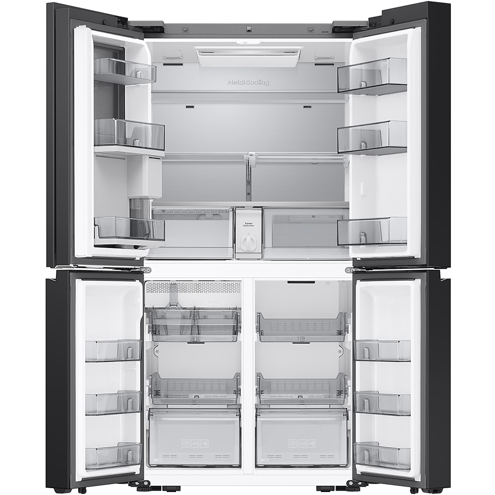 Side by Side SAMSUNG RM90F67CECEO, No Frost, AI Home 9'', 654 l, H 185.3 cm, Clasa E, Dozator apa, sticla neagra