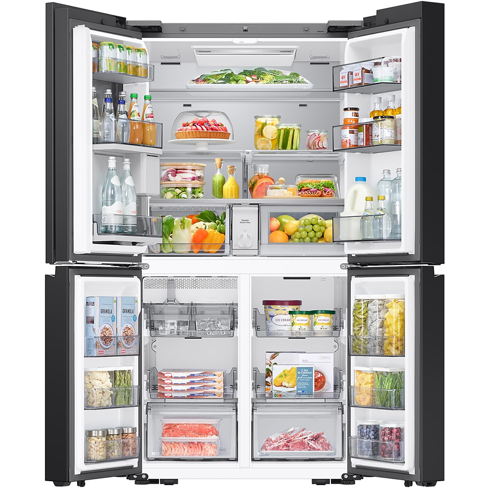 Side by Side SAMSUNG RM90F67CECEO, No Frost, AI Home 9'', 654 l, H 185.3 cm, Clasa E, Dozator apa, sticla neagra