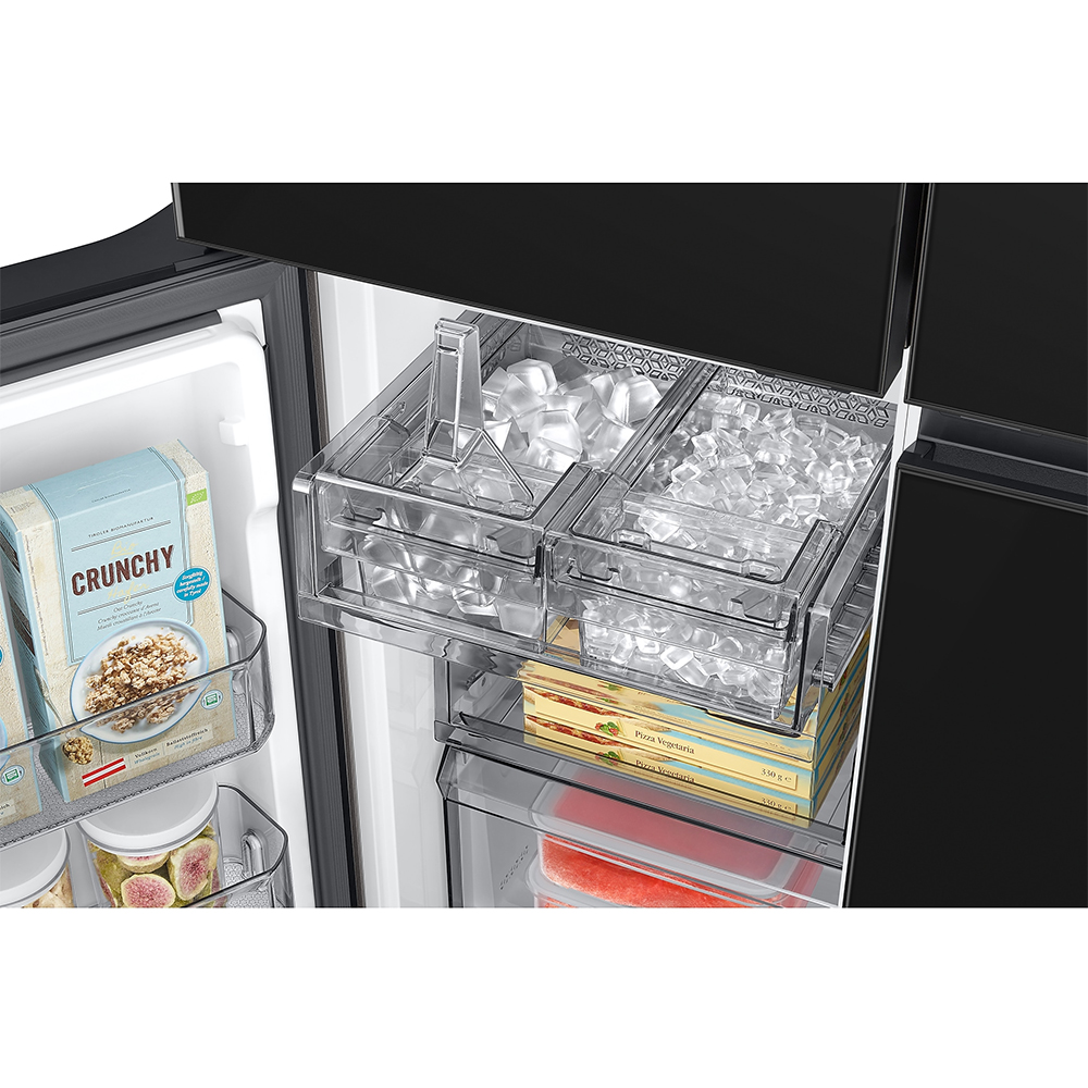 Side by Side SAMSUNG RM90F67CECEO, No Frost, AI Home 9'', 654 l, H 185.3 cm, Clasa E, Dozator apa, sticla neagra