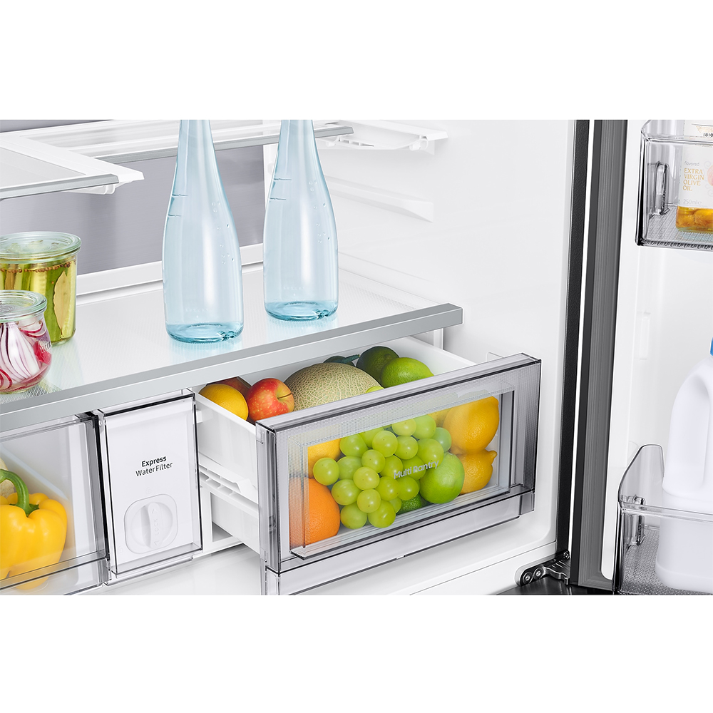 Side by Side SAMSUNG RM90F67CECEO, No Frost, AI Home 9'', 654 l, H 185.3 cm, Clasa E, Dozator apa, sticla neagra