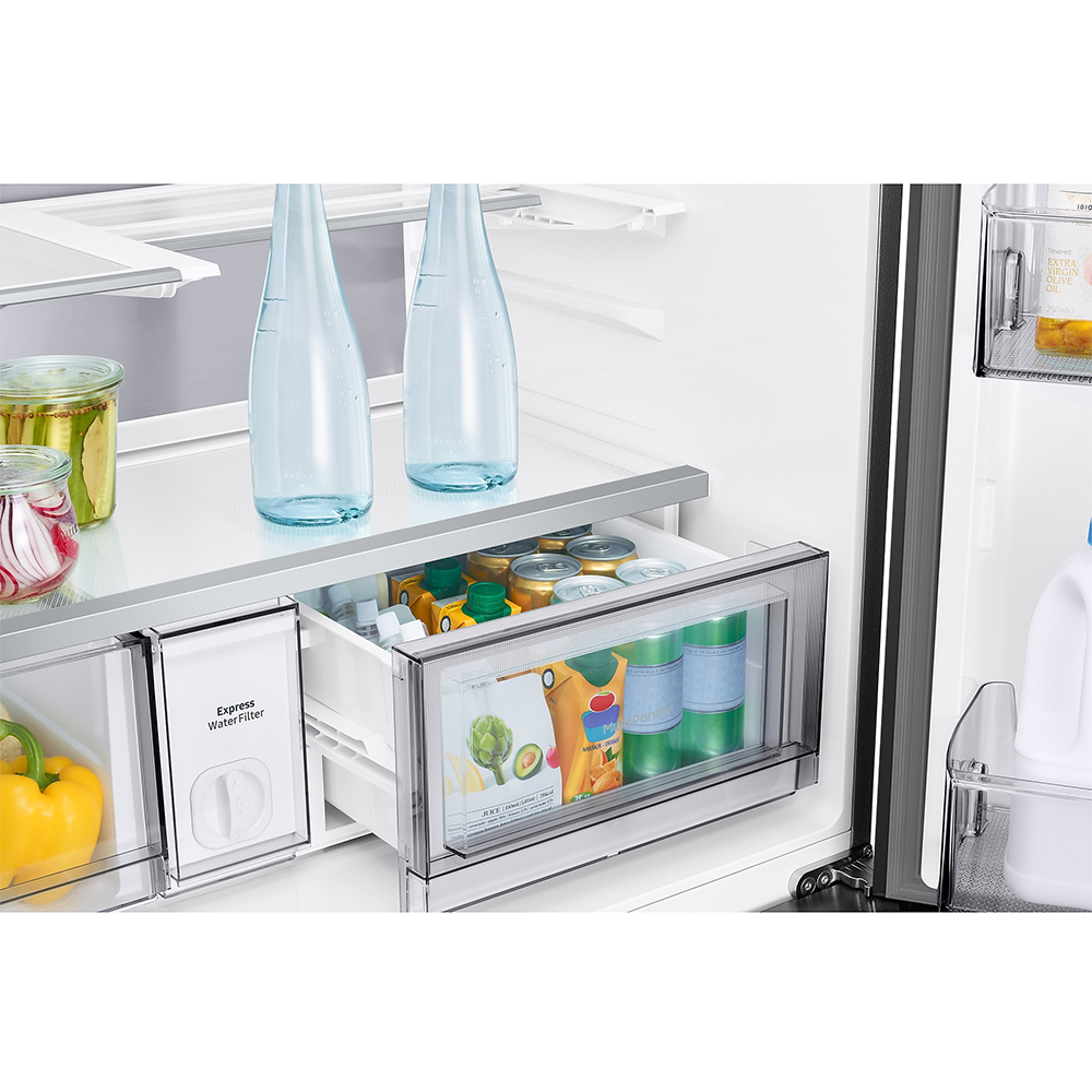 Side by Side SAMSUNG RM90F67CECEO, No Frost, AI Home 9'', 654 l, H 185.3 cm, Clasa E, Dozator apa, sticla neagra