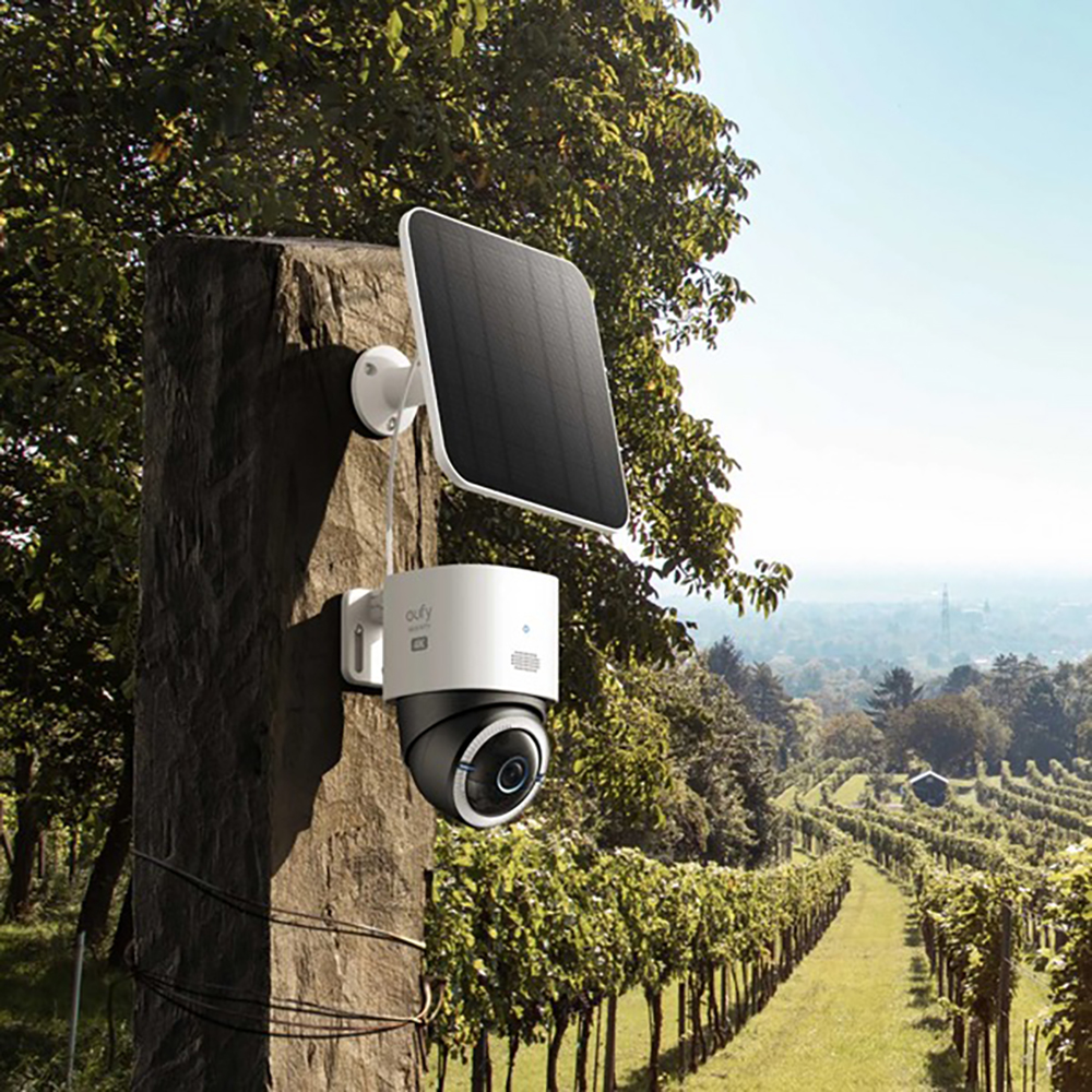 Camera IP Wireless PTZ EUFY S330, 4K 1536P, IR, Night Vision, panou solar, alb