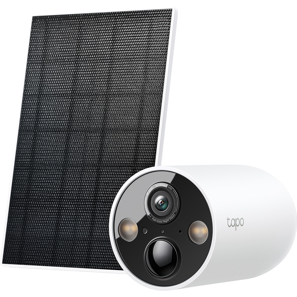 Kit camera IP Wireless exterior TP-LINK Tapo TC85, 4MP, 1440 p, IP65, IR, Night Vision, alb
