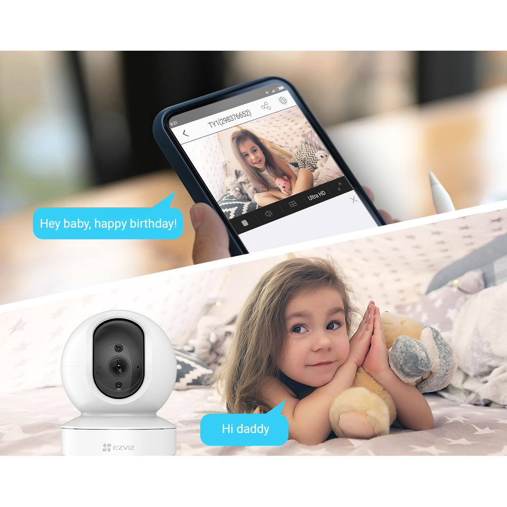 Camera IP Wireless EZVIZ TY1, 2K, IR10m, Night Vision, Motion Detection, Pan/Tilt 360 grade, alb