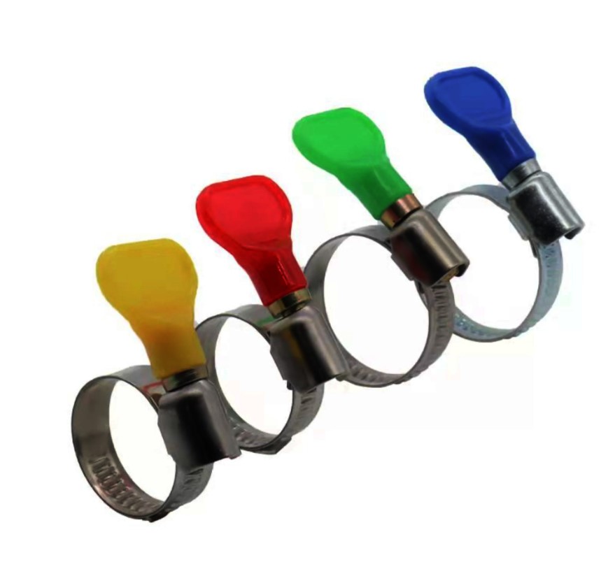 Set coliere metalice reglabile cu cheie, 16-25mm, argintiu, 5buc