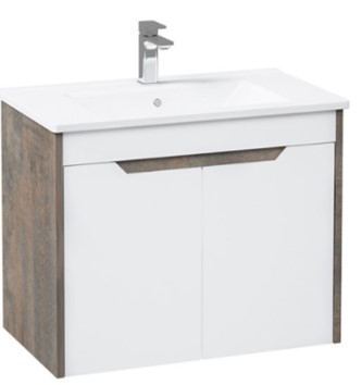 Set masca si lavoar WoodArt Milano, 62 x 46 x 50 cm, alb-stejar