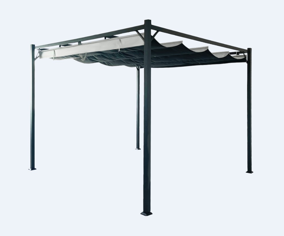 Pergola gradina KLIKSTROM Alize, otel, 300 x 300 x 232.5 cm, gri