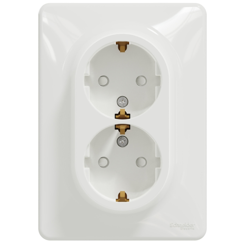 Priza dubla SCHNEIDER Sedna Design SDD311221, IP20, Obturatoare, alb