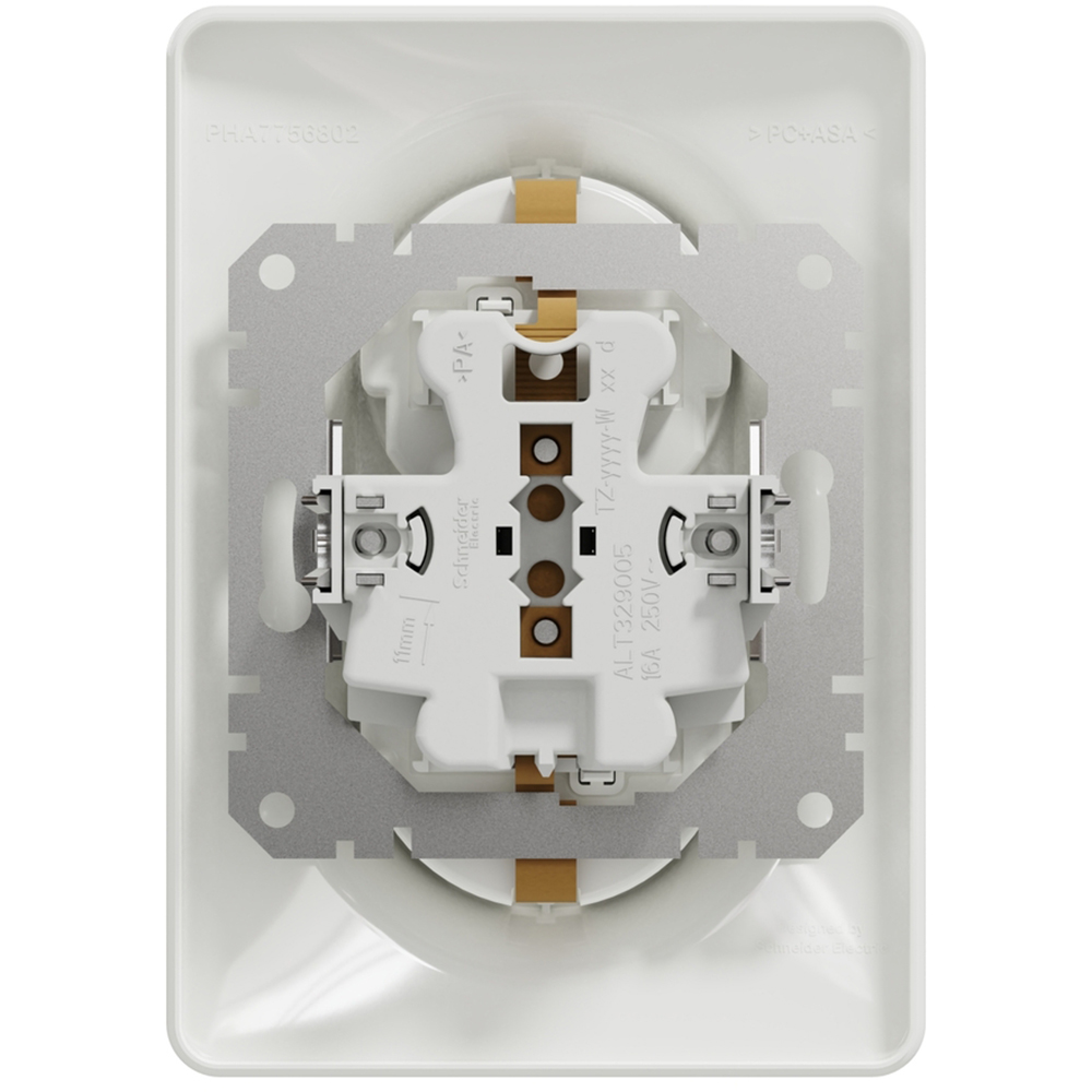 Priza dubla SCHNEIDER Sedna Design SDD311221, IP20, Obturatoare, alb