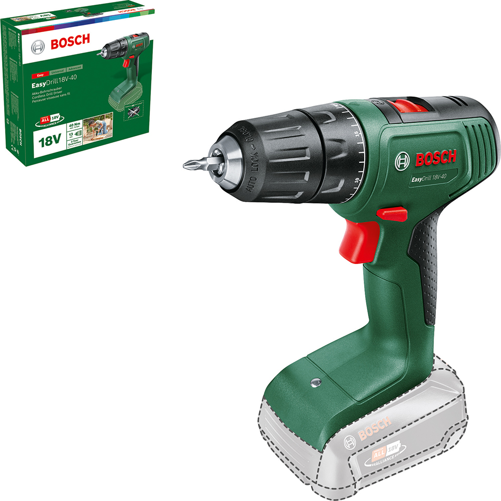 Masina de gaurit si insurubat (bormasina) BOSCH EasyDrill 18V-40 F.A., 1630rpm, mandrina Rapida, 32nm, fara acumulator