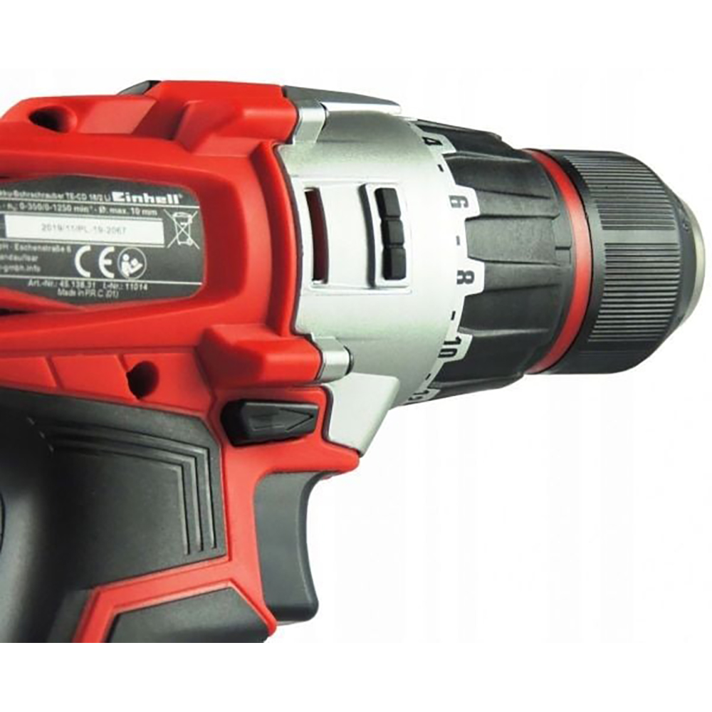 Masina de gaurit si insurubat EINHELL TE-CD 18/2 Li-Kit, 18 V, 2,5 Ah, 33 x 10 x 33 cm, 2 trepte de viteza, valiza transport, 2 acumulatori