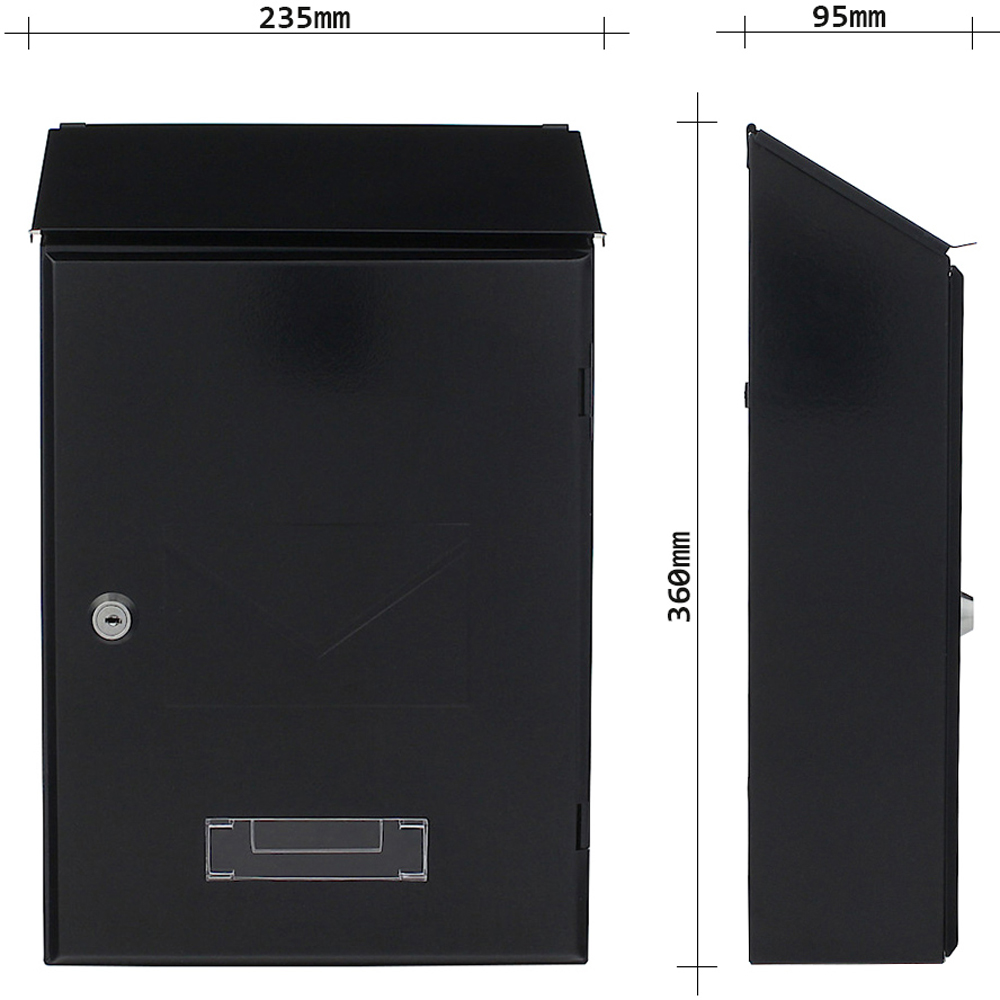Cutie postala ROTTNER Pisa, Inchidere cheie, 95 x 235 x 360 mm, antracit