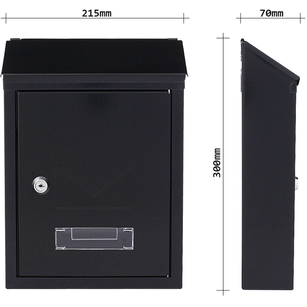 Cutie postala ROTTNER Udine, Inchidere cheie, 70 x 215 x 300 mm, negru