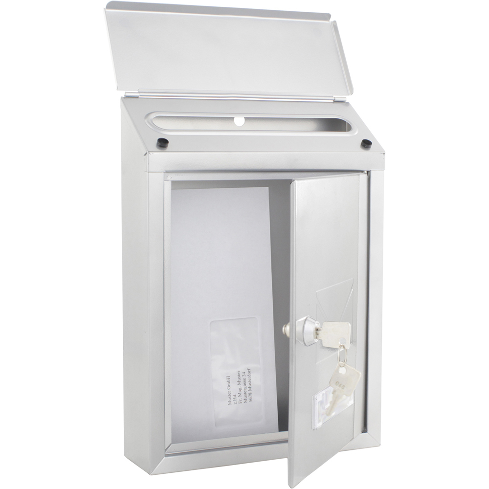 Cutie postala ROTTNER Udine, Inchidere cheie, 70 x 215 x 300 mm, argintiu