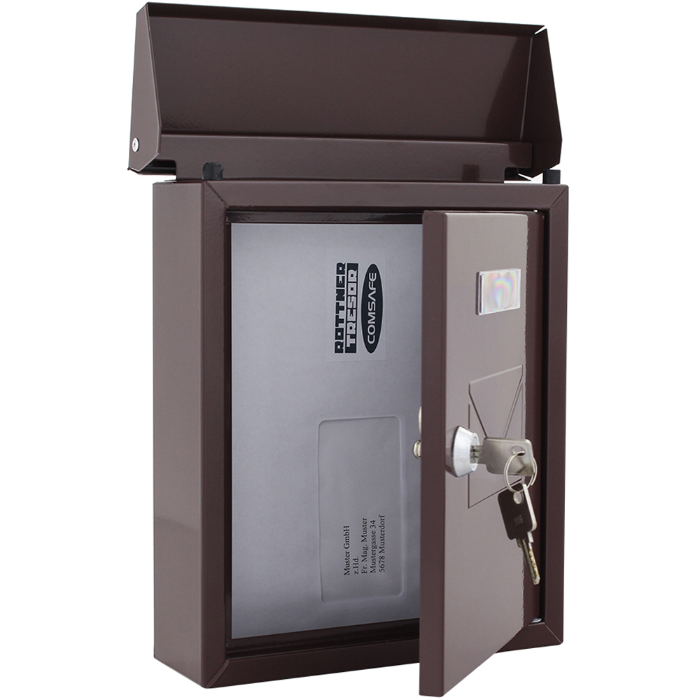 Cutie postala ROTTNER Cesena, Inchidere cheie, 70 x 210 x 250 mm, maro