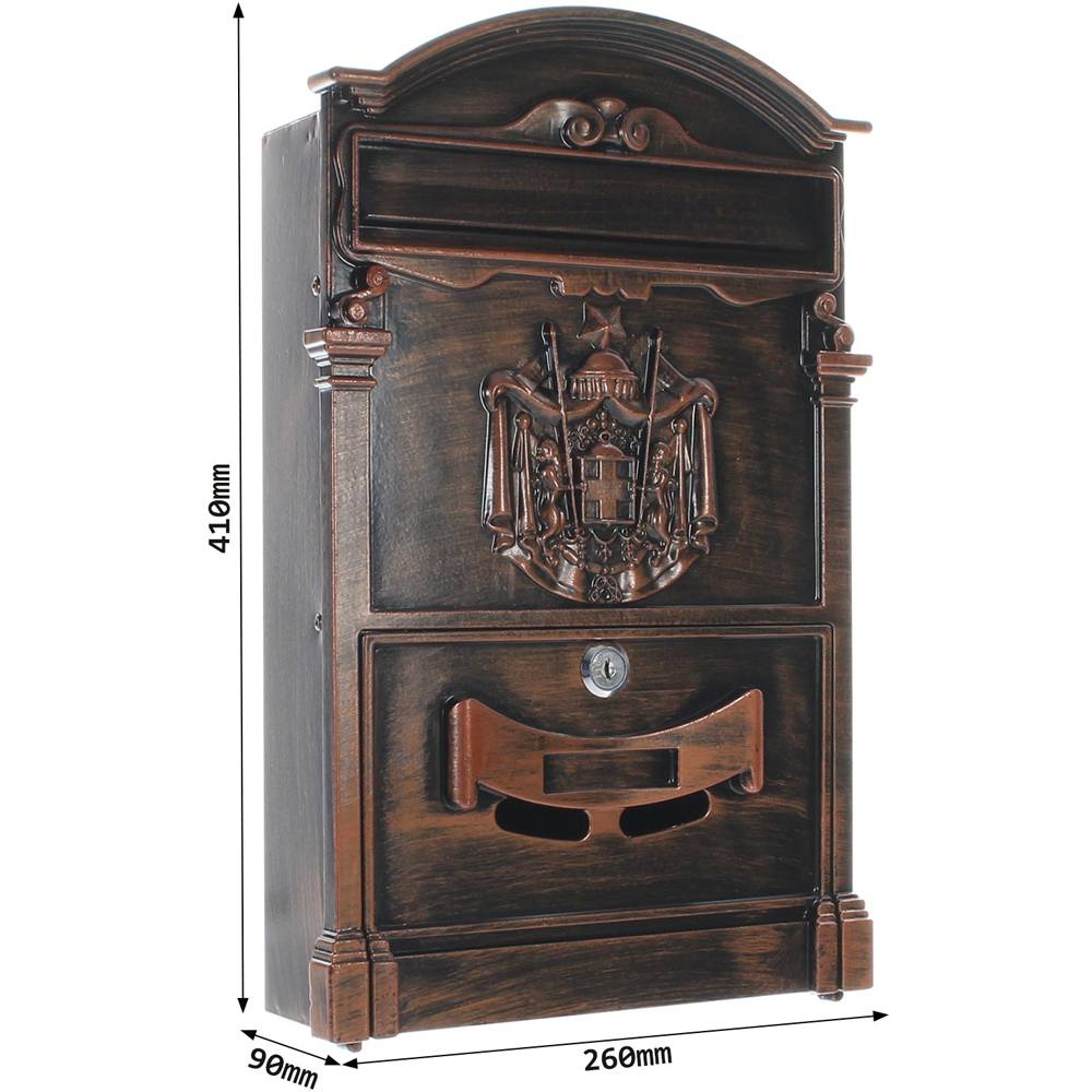 Cutie postala ROTTNER Ashford, Inchidere cheie, 90 x 260 x 410 mm, maro
