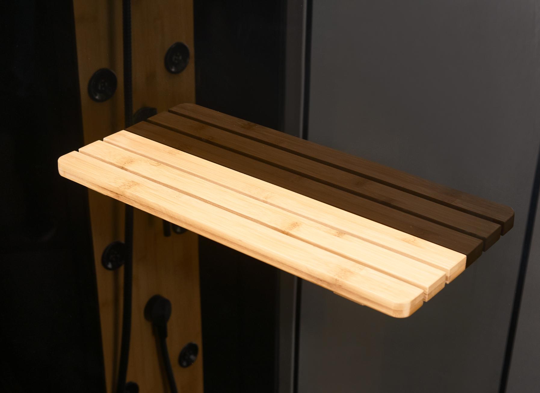 Cabina dus cu hidromasaj BAMBOO, dreptunghiulara, profil metalic, sticla securizata, 120 x 80 x 225 cm, negru/maro
