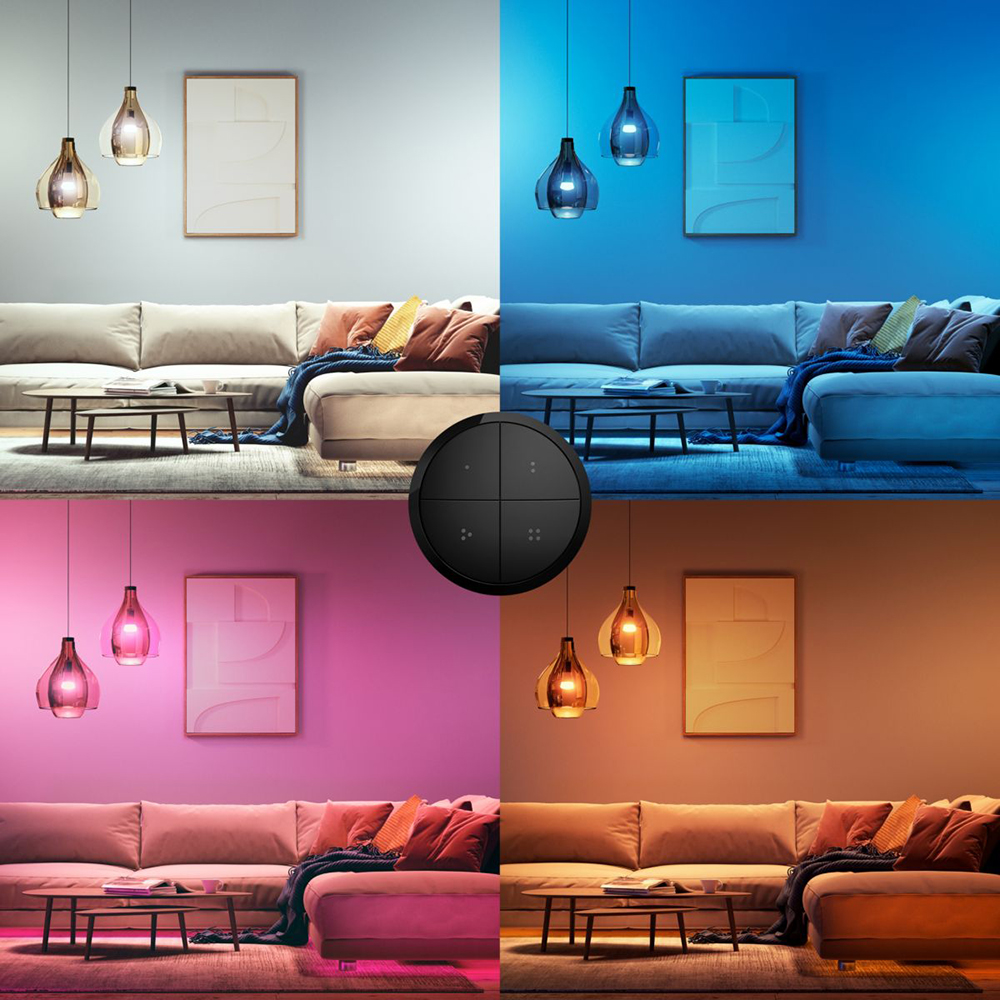 Intrerupator smart PHILIPS HUE Tap 8719514440937, 4 butoane configurabile, Wi-Fi, Touch, negru